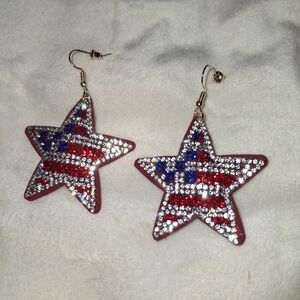 Fashion Jewelry Red, Blue, and Silver Star Earrings